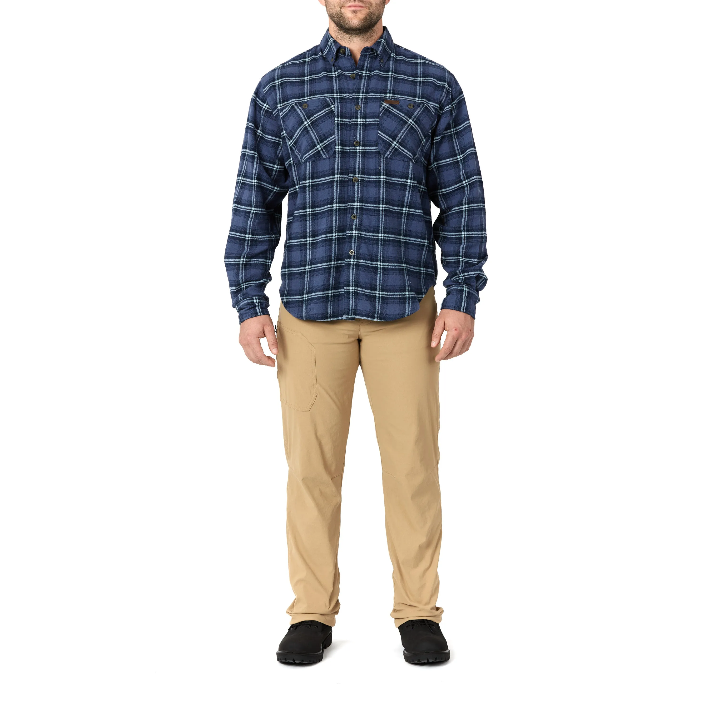 TWO-POCKET BUTTON DOWN FLANNEL SHIRT