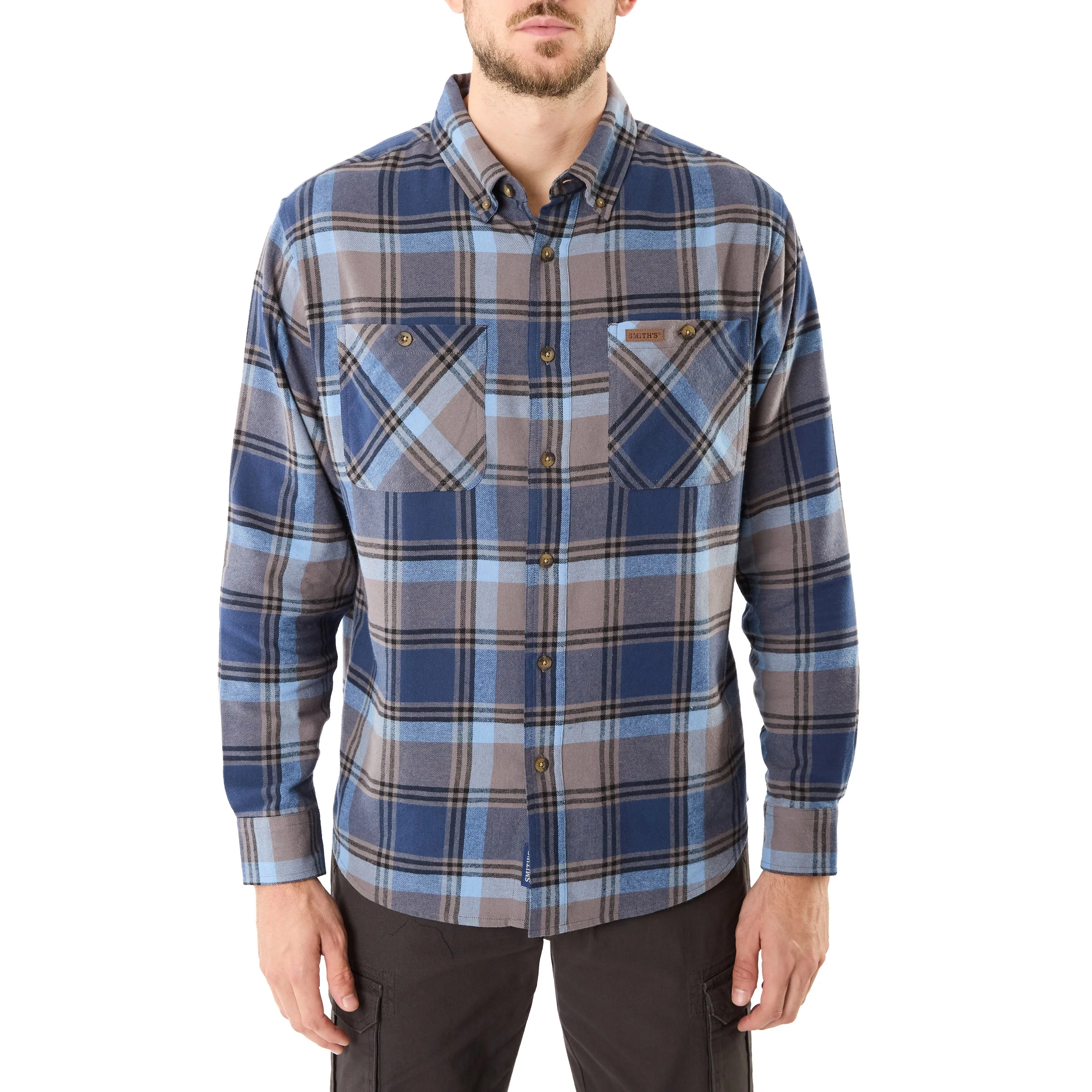 TWO-POCKET BUTTON DOWN FLANNEL SHIRT