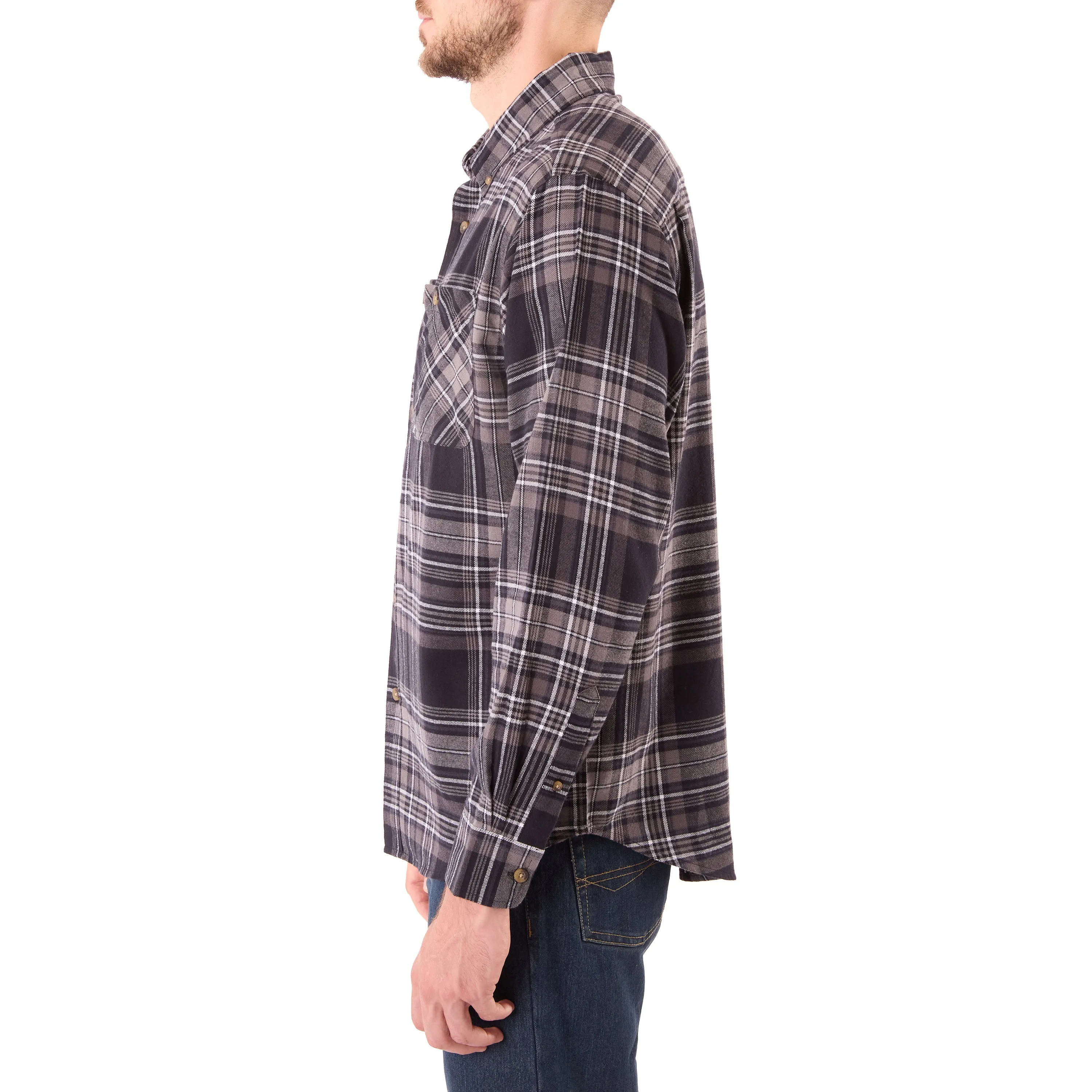 TWO-POCKET BUTTON DOWN FLANNEL SHIRT