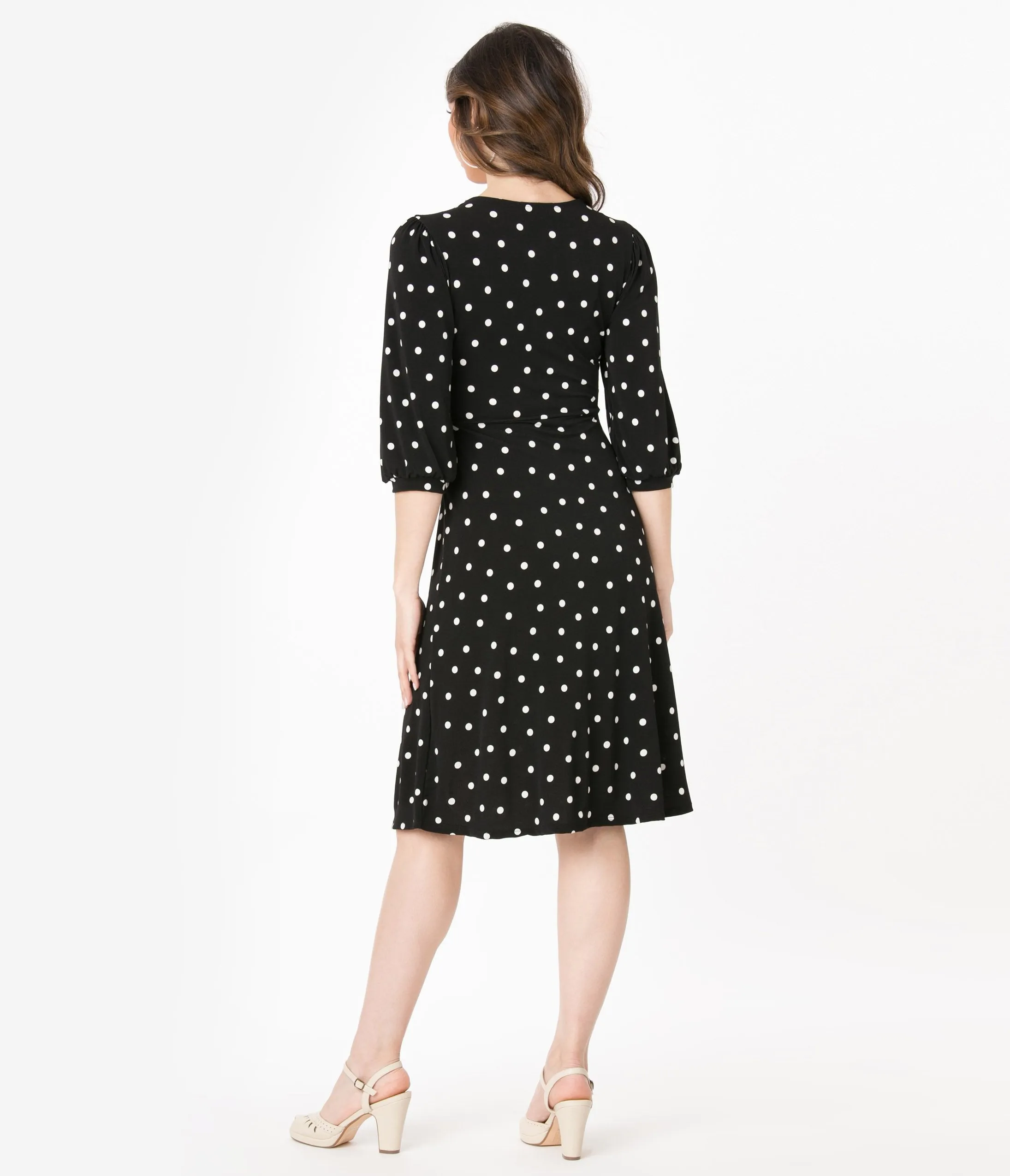 Vintage Style Black & White Polka Dots A-Line Dress