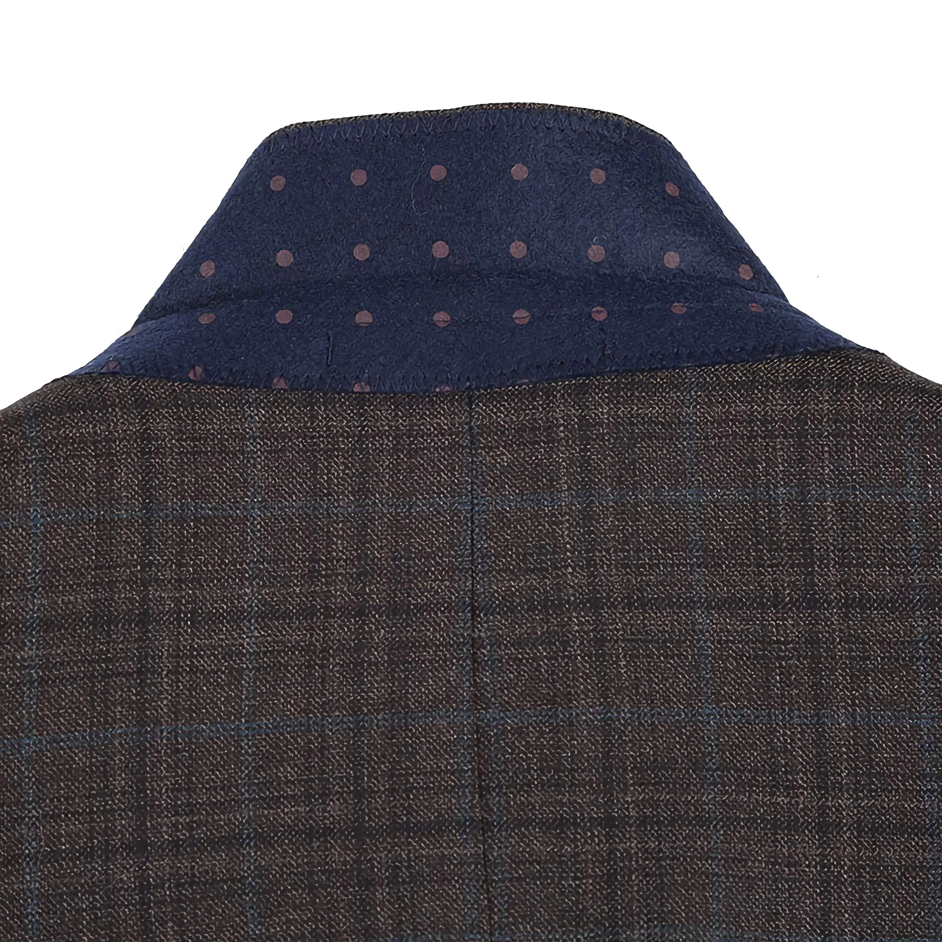 Wool Blend Regular Fit Checked Blazer in Brown