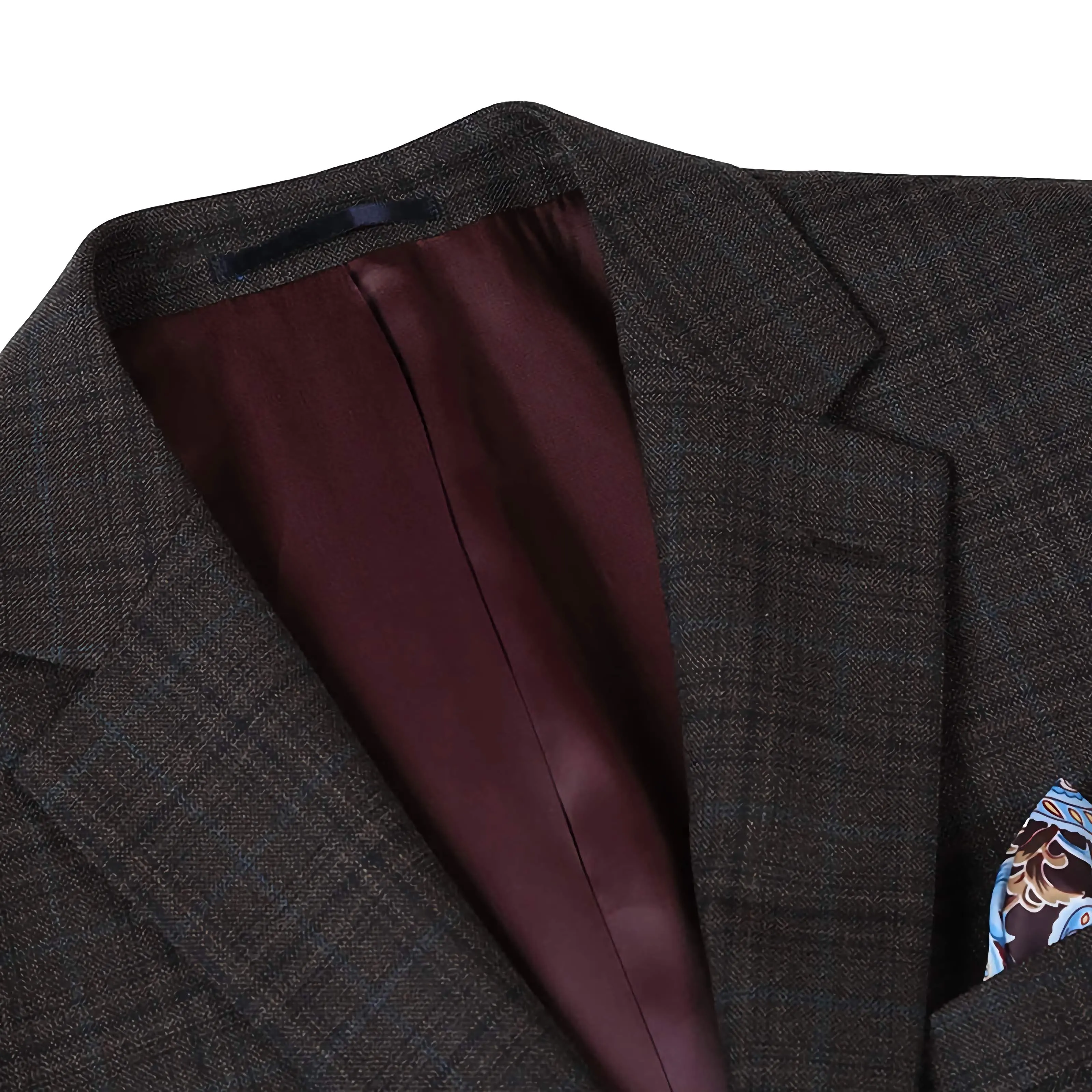 Wool Blend Regular Fit Checked Blazer in Brown