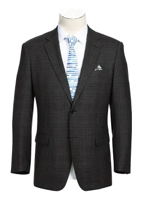 Wool Blend Regular Fit Checked Blazer in Brown